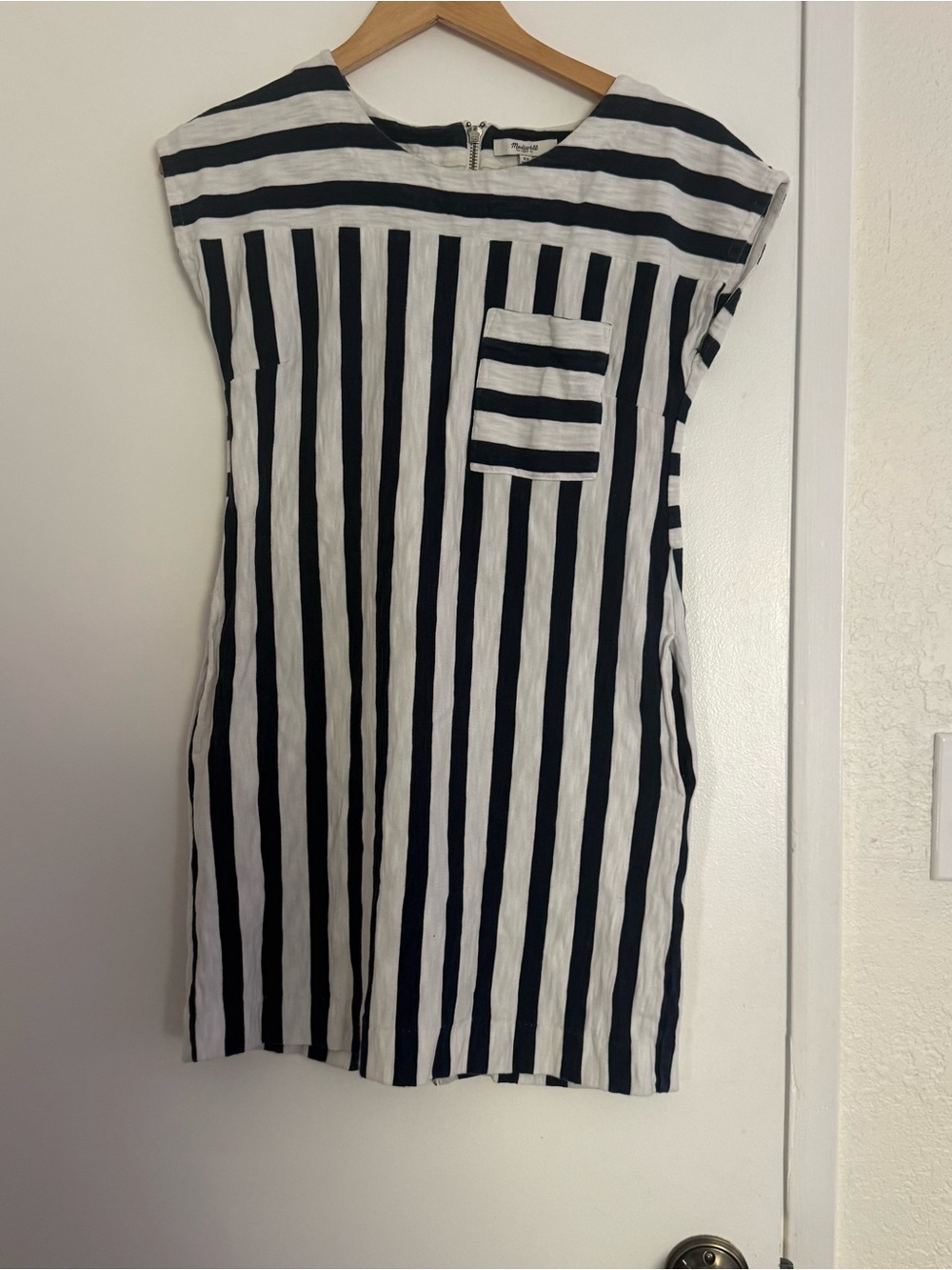 Madewell Navy & White Striped Dress with Back Zip
